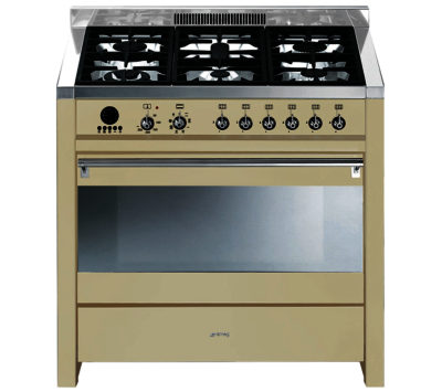 SMEG  Opera 90 Dual Fuel Range Cooker - Cream & Stainless Steel